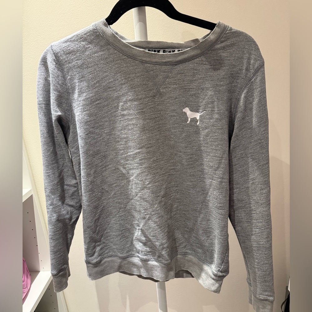 Victoria secret PINK Gray Crewneck Sweatshirt with Dog Logo small